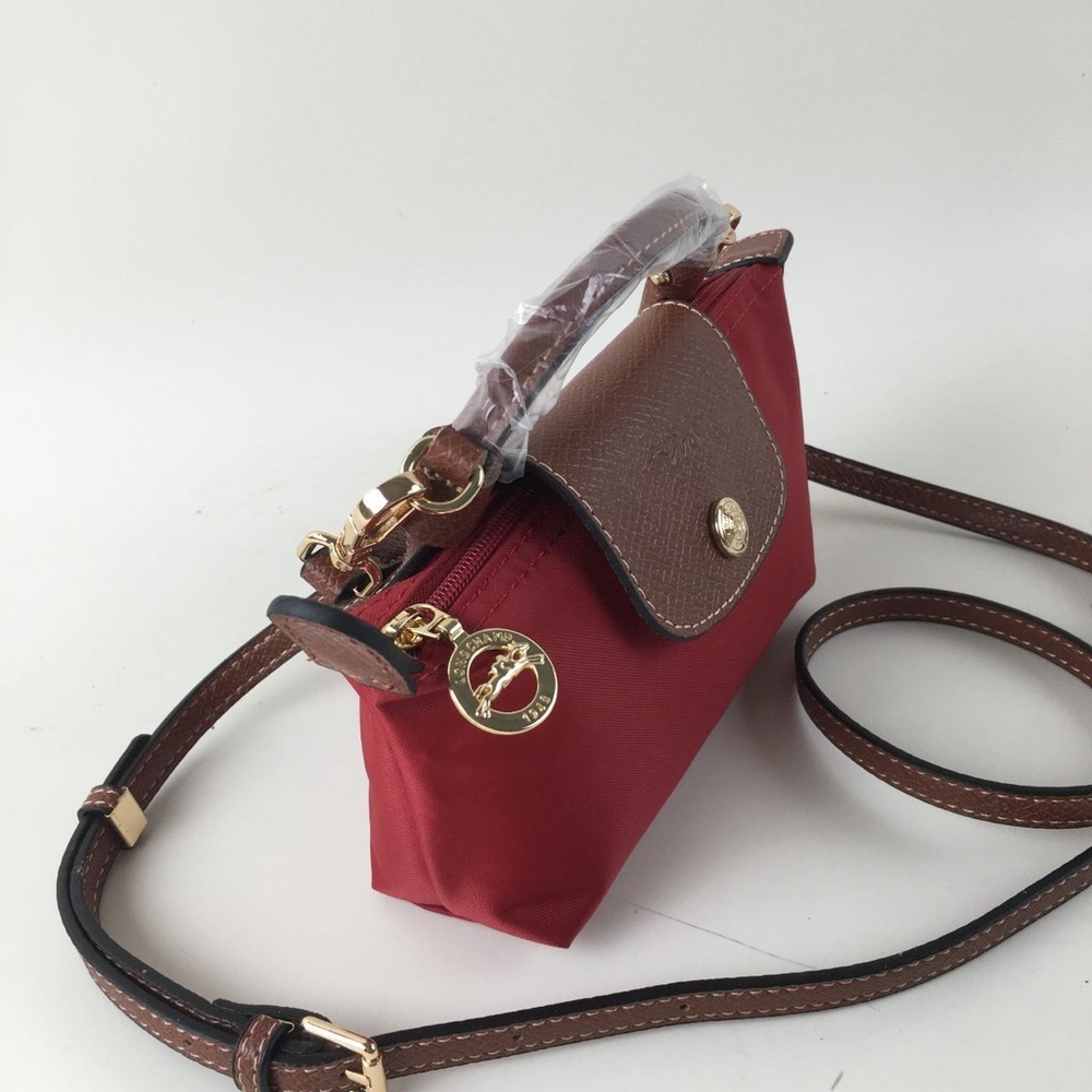 Longchamp Red Crossbody with Brown Trim and Gold Hardware NWT - Picture 3 of 9